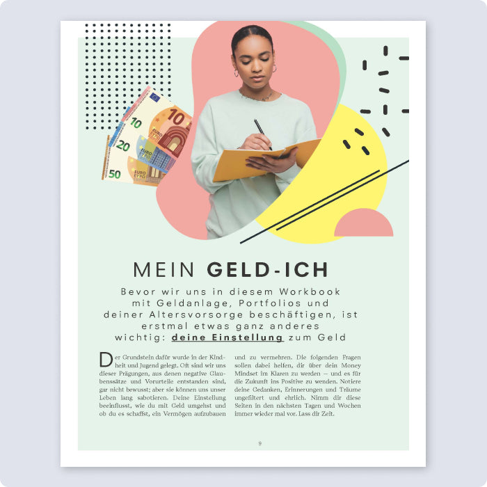 Frau die etwas in ein Heft schreibt